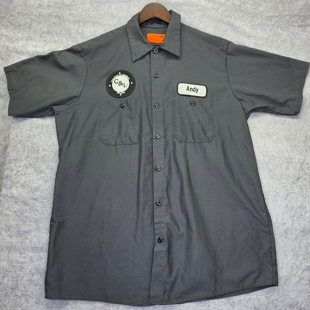 Red Kap Mens Gray Cocked & Loaded Studio Andy Work Shirt Large SP24CH3